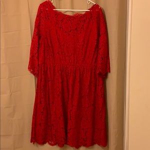 Beautiful Red Lane Bryant Lace Dress with Zipper